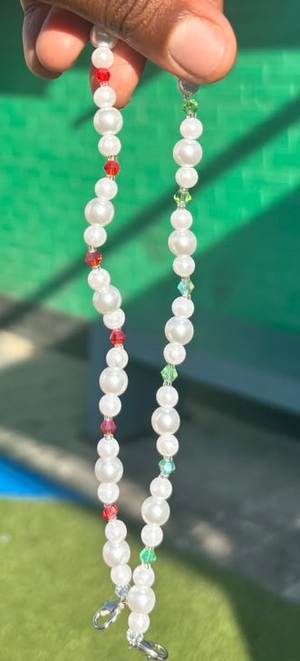 Green and red pearl bracelets